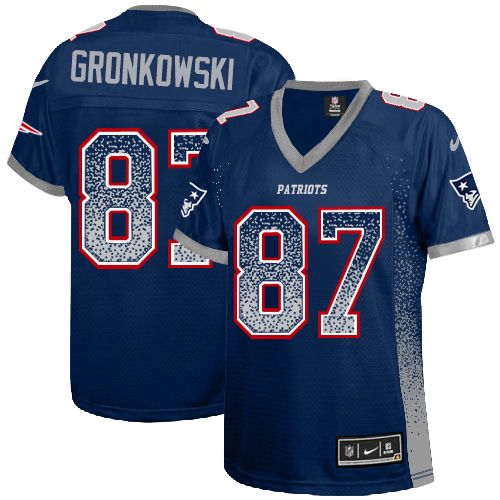 Women's Elite Rob Gronkowski Nike Jersey Navy Blue - #87 Drift Fashion NFL New England Patriots